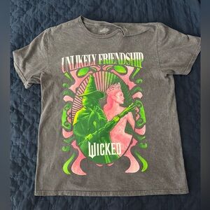 Wicked Graphic Tee w/Green & Pink Design - Distressed Look Unlikely Friendship